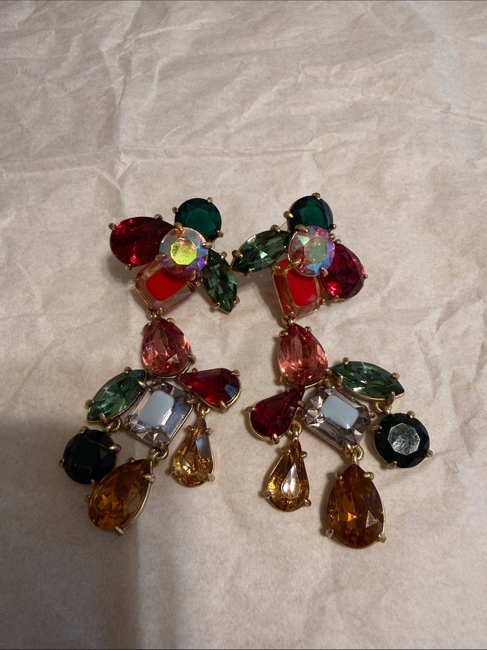 J. Crew Multicolor Crystal Cascade Drop Earrings